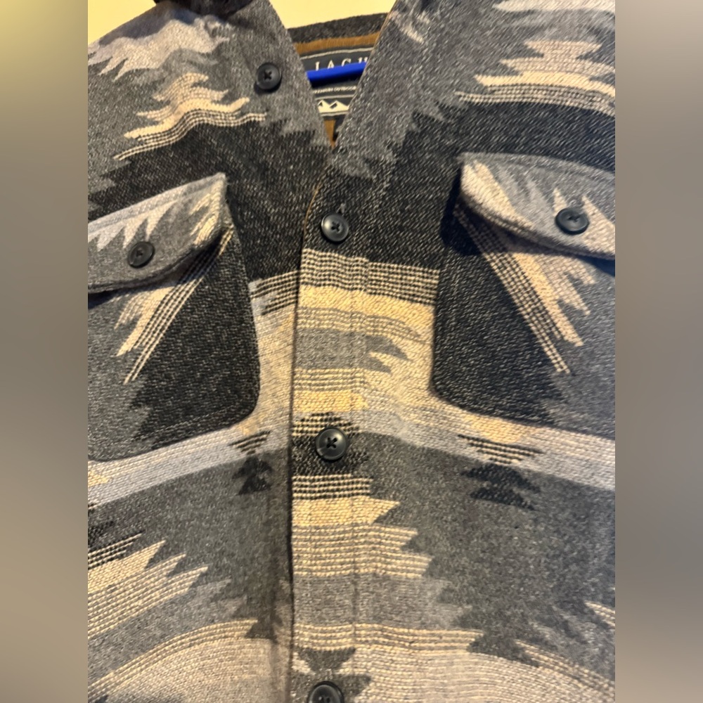 JACHS M LARGE Southwestern Wool Coat Blend Sherpa Jacket Shacket Aztec Navajo - Picture 10 of 14